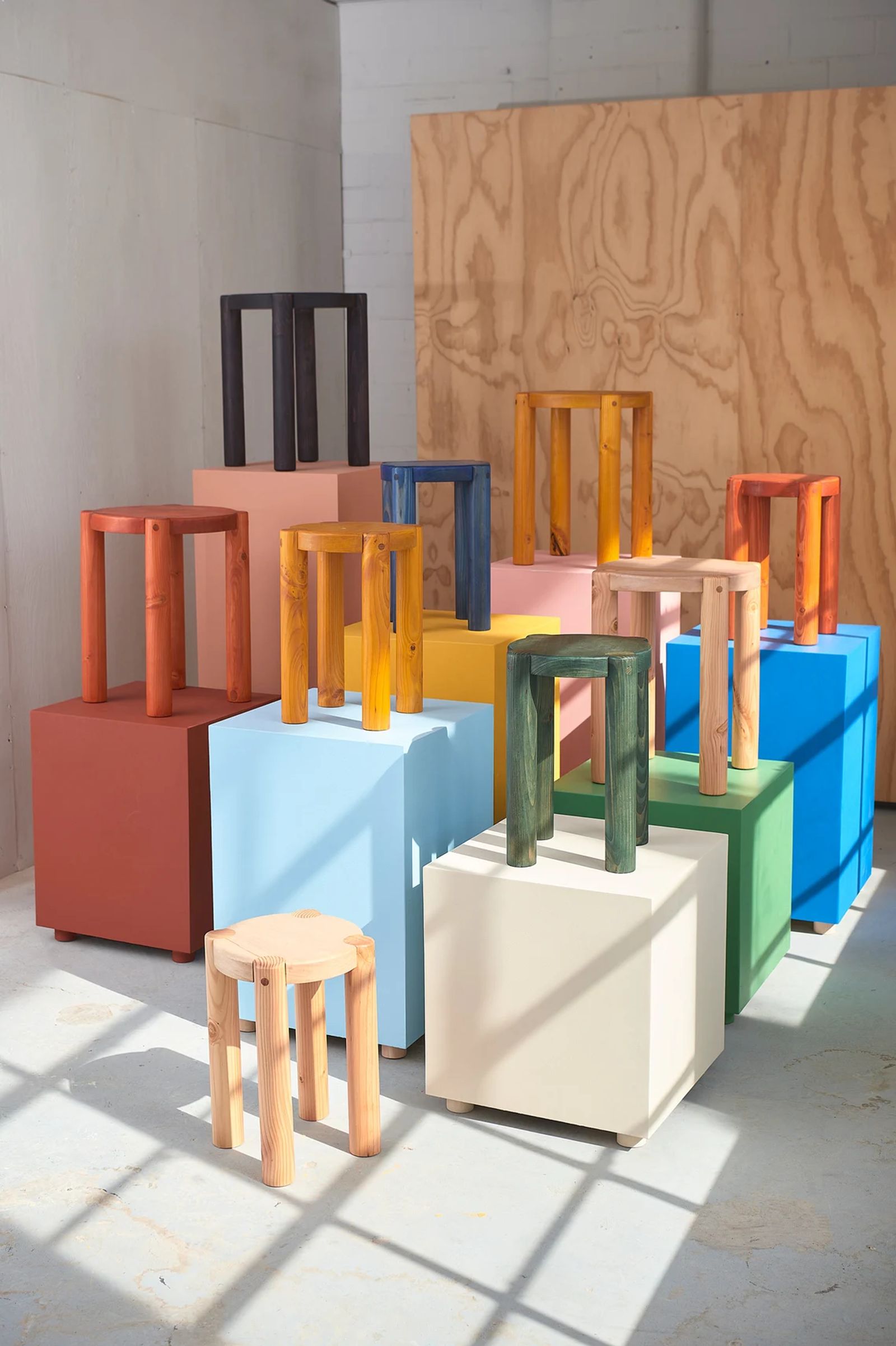 Bonnet stools in assorted colors