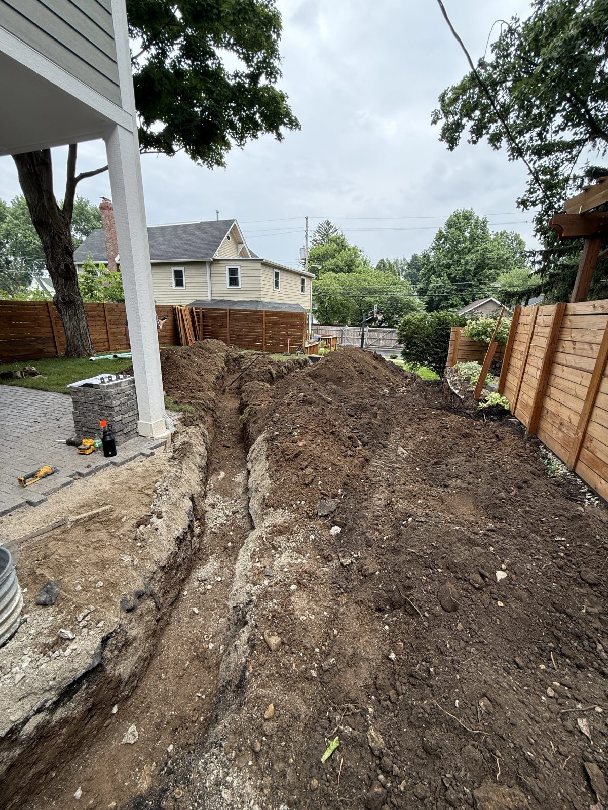 Before photo of Carmel backyard prior to concrete patio installation