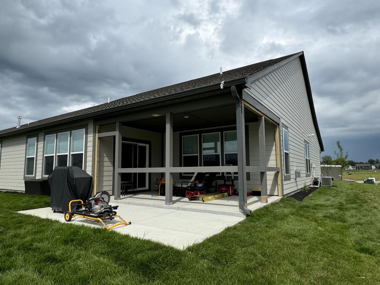 Large screened porch addition in Westfield Indiana with modern screen panels