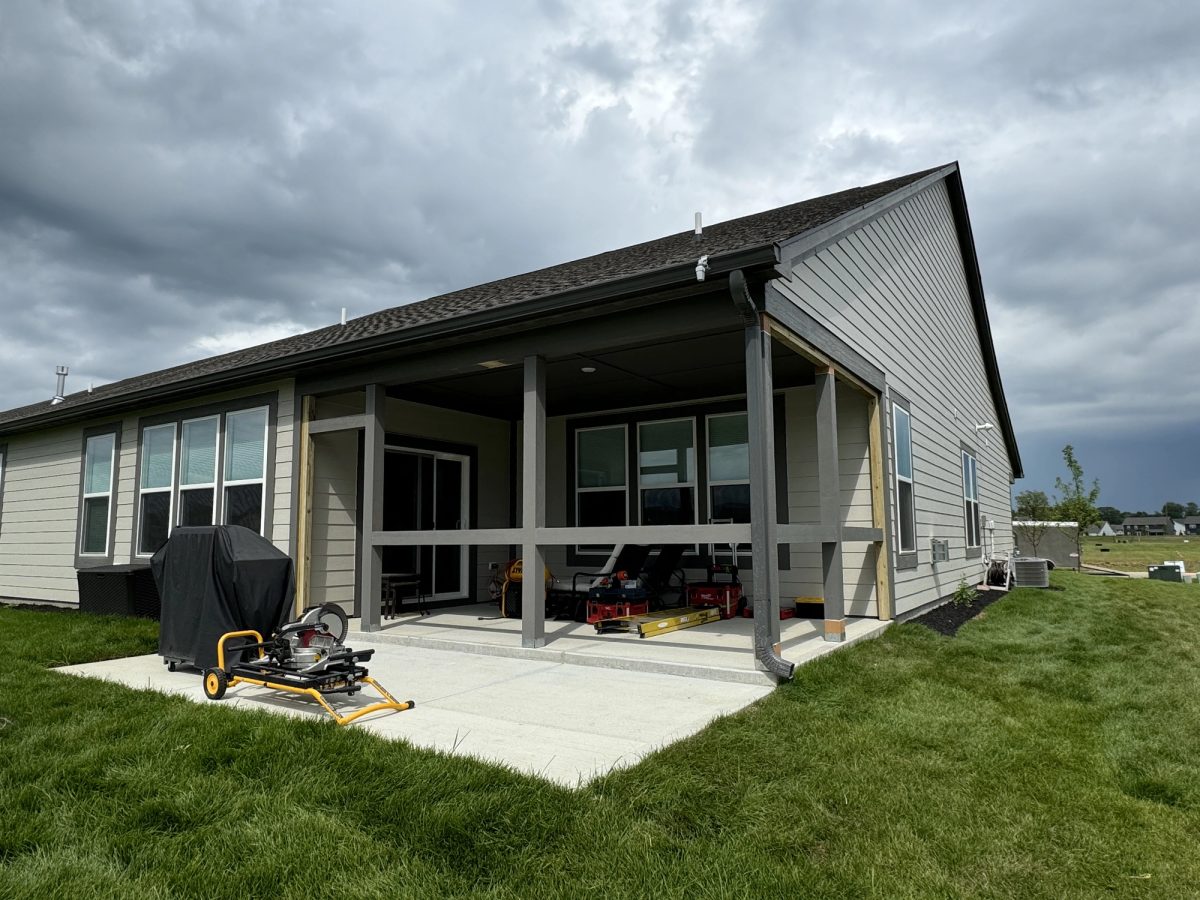 Large screened porch addition in Westfield Indiana with modern screen panels