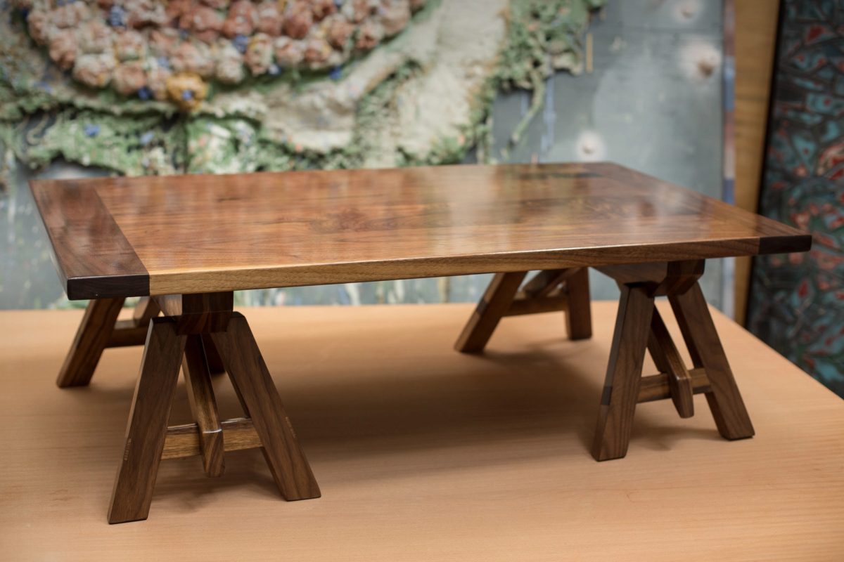 Solid Walnut Table with Custom Sawhorse Bases