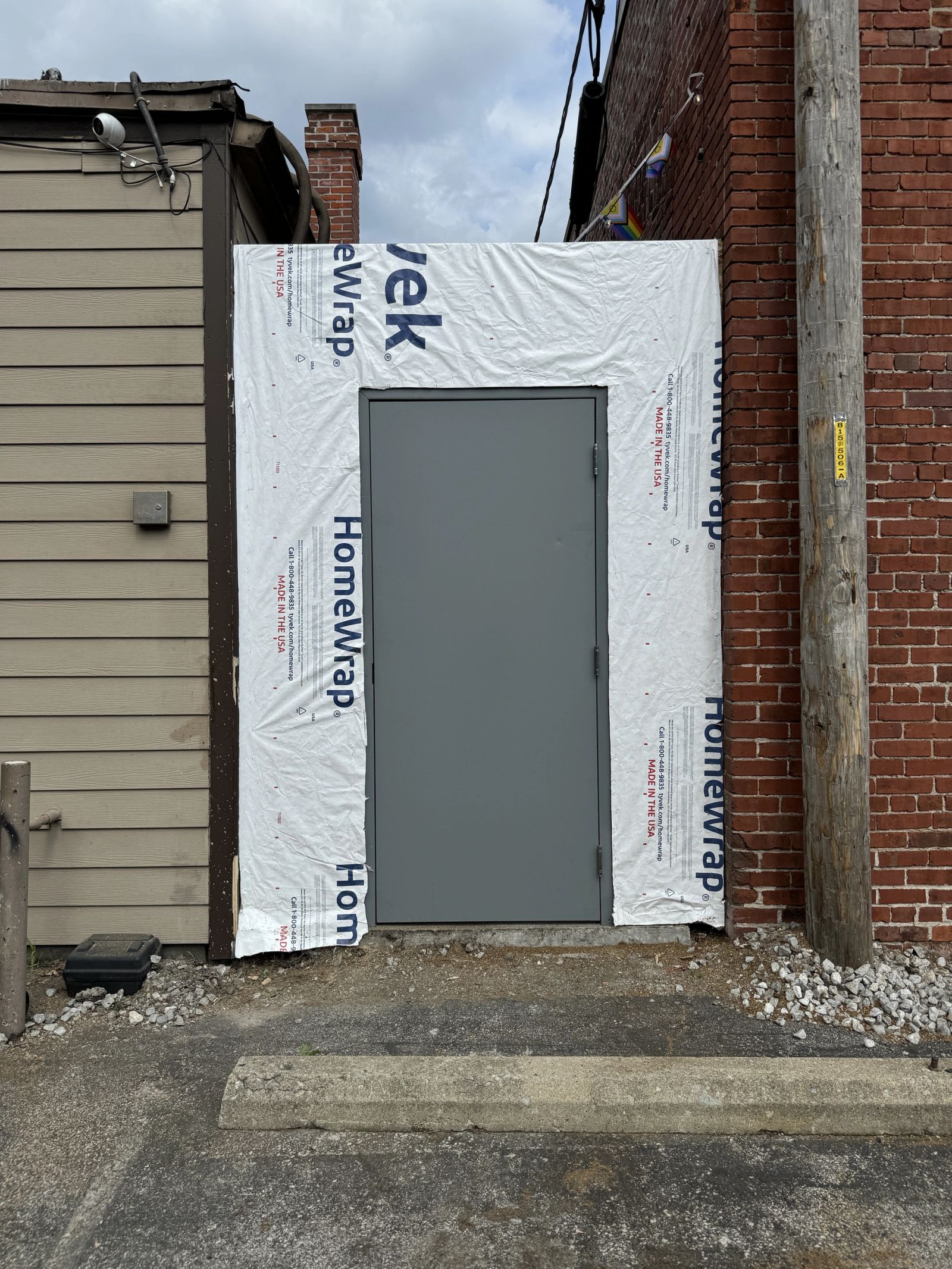 Downtown Indianapolis commercial construction in progress showing brick work