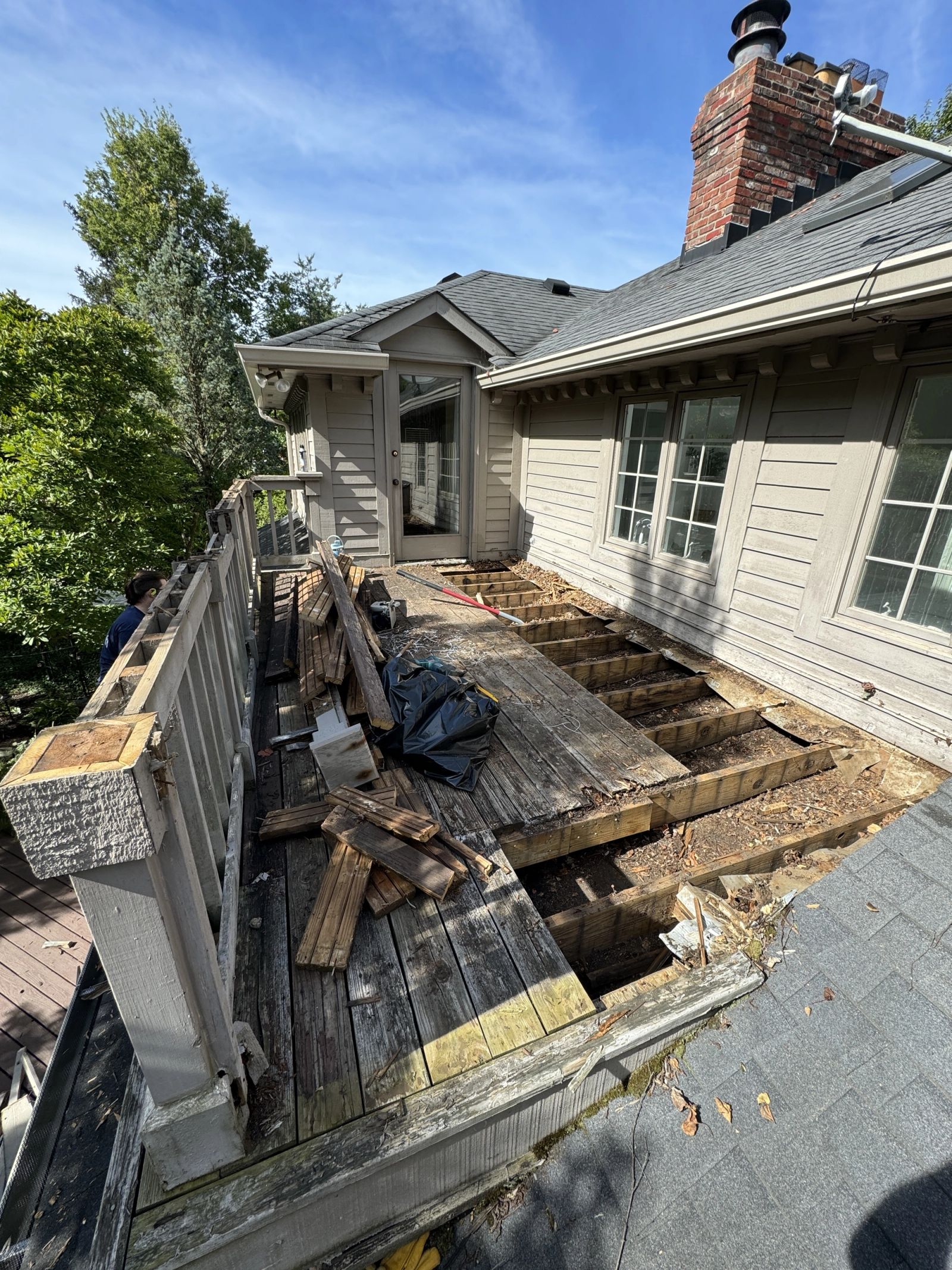 Before photo of sloped roof in McCordsville prior to rooftop deck conversion
