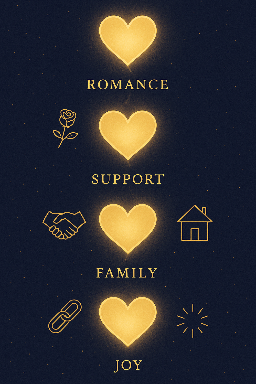 Infographic showing five meanings of the double heart emoji: romance, support, family, closeness, joy