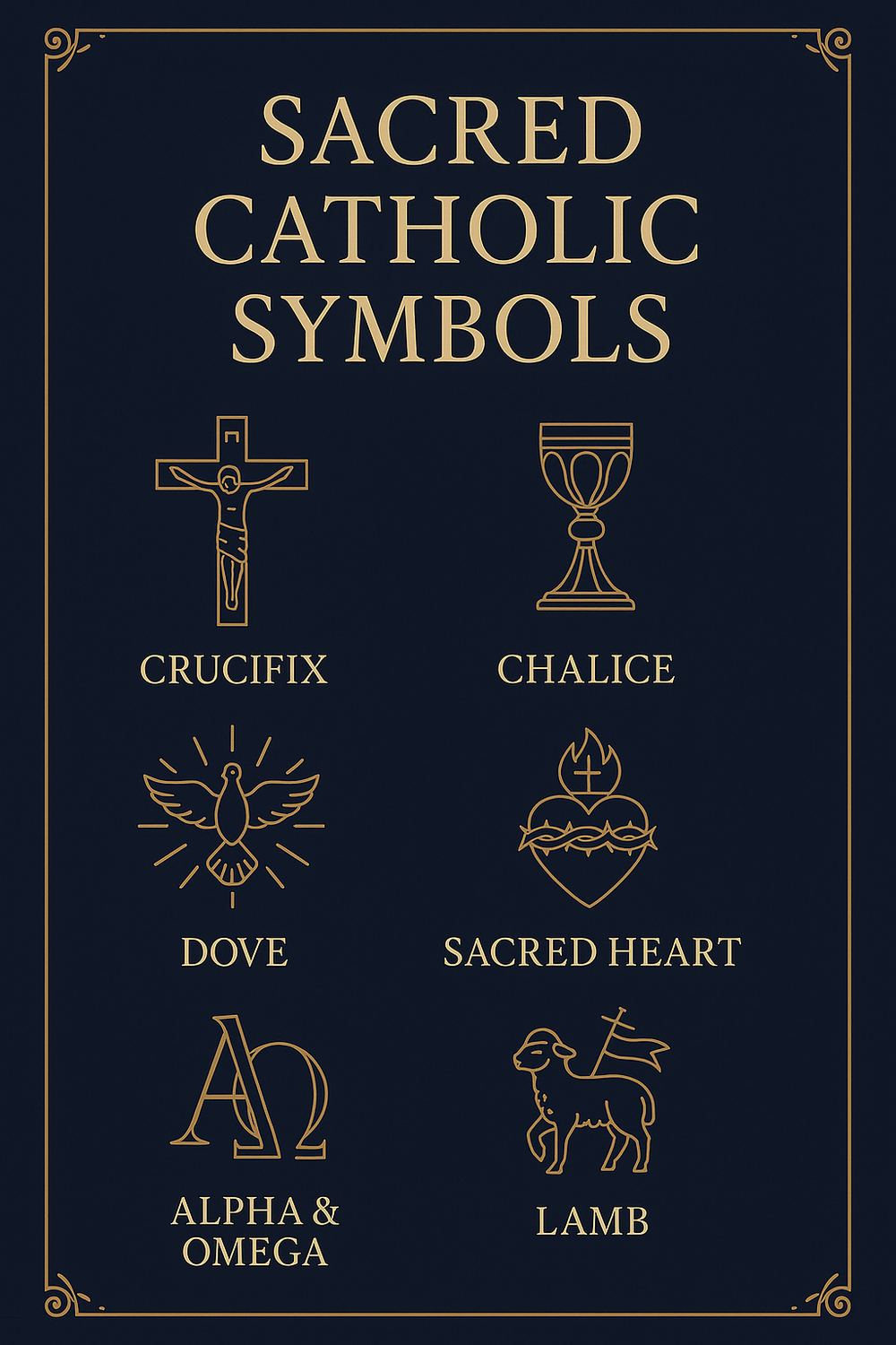 Infographic of key Catholic symbols and their meanings