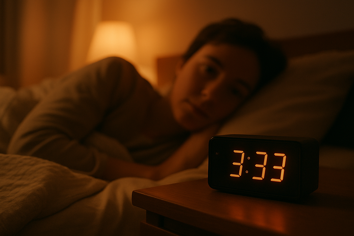 Digital clock showing 3:33 as an example of seeing angel number 333