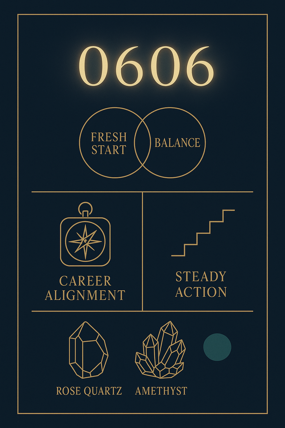 Infographic summarizing the career meaning and numerology of angel number 0606