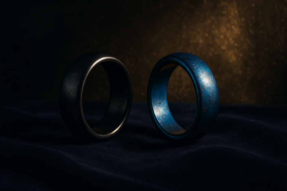 Rare black and blue gold jewelry pieces