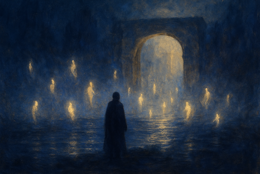 Dreamlike vision of the underworld symbolizing transformation and reckoning
