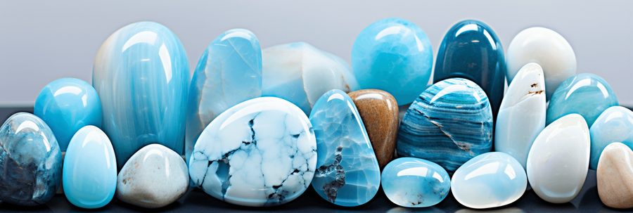 Larimar next to blue stones