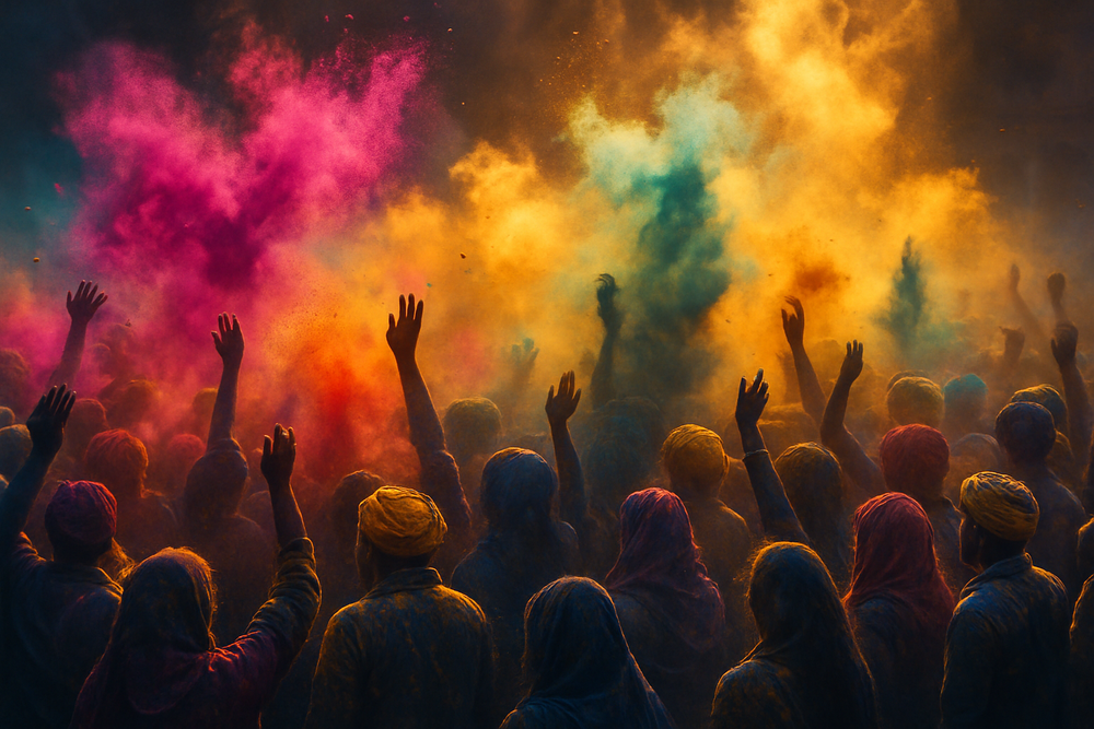 Holi festival celebrating spring's arrival with color