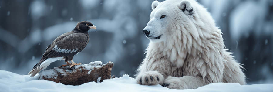 Stoic Polar Bear & Snow Owl