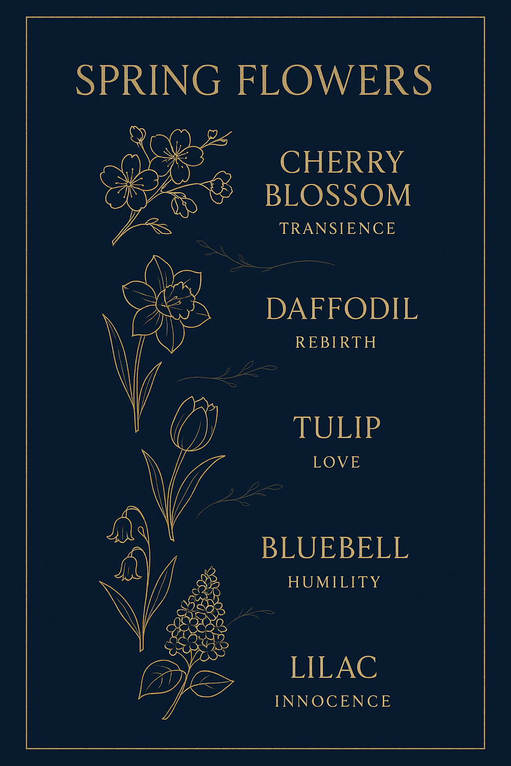 Infographic of spring flower symbolism meanings