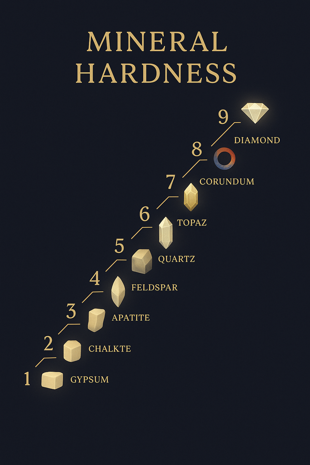 Mohs hardness scale ten levels infographic