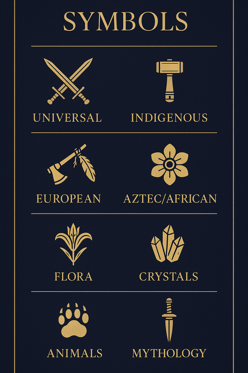 Infographic of war symbol categories across cultures