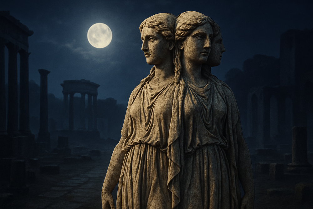 Roman triple statue of Diana Triformis representing Hecate's syncretism with Trivia