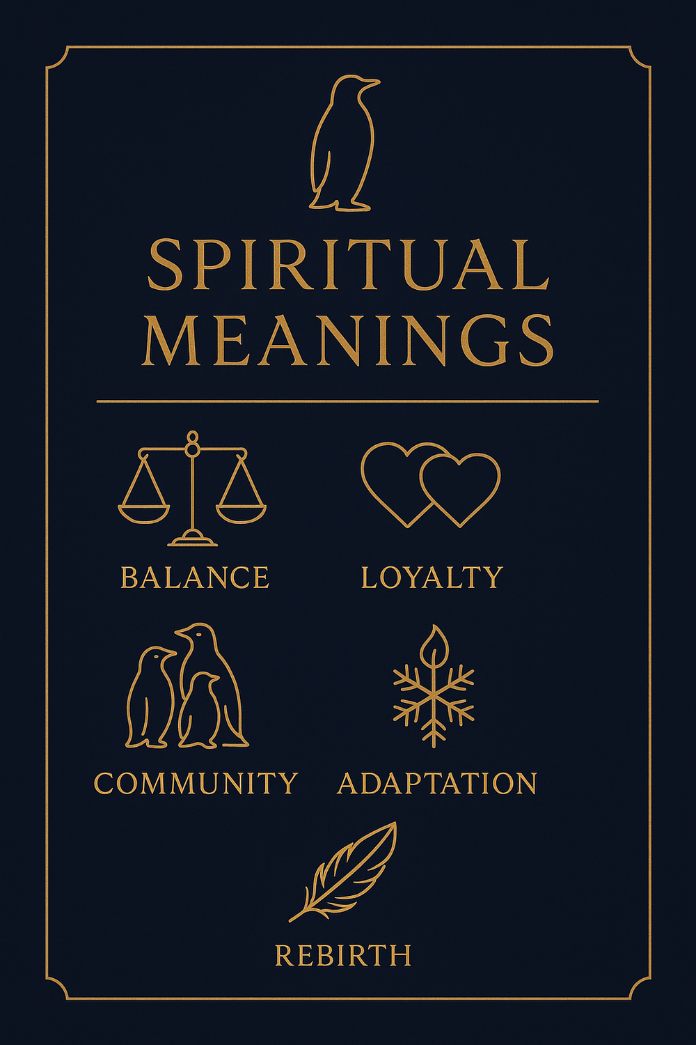 Infographic of penguin spiritual symbolism meanings