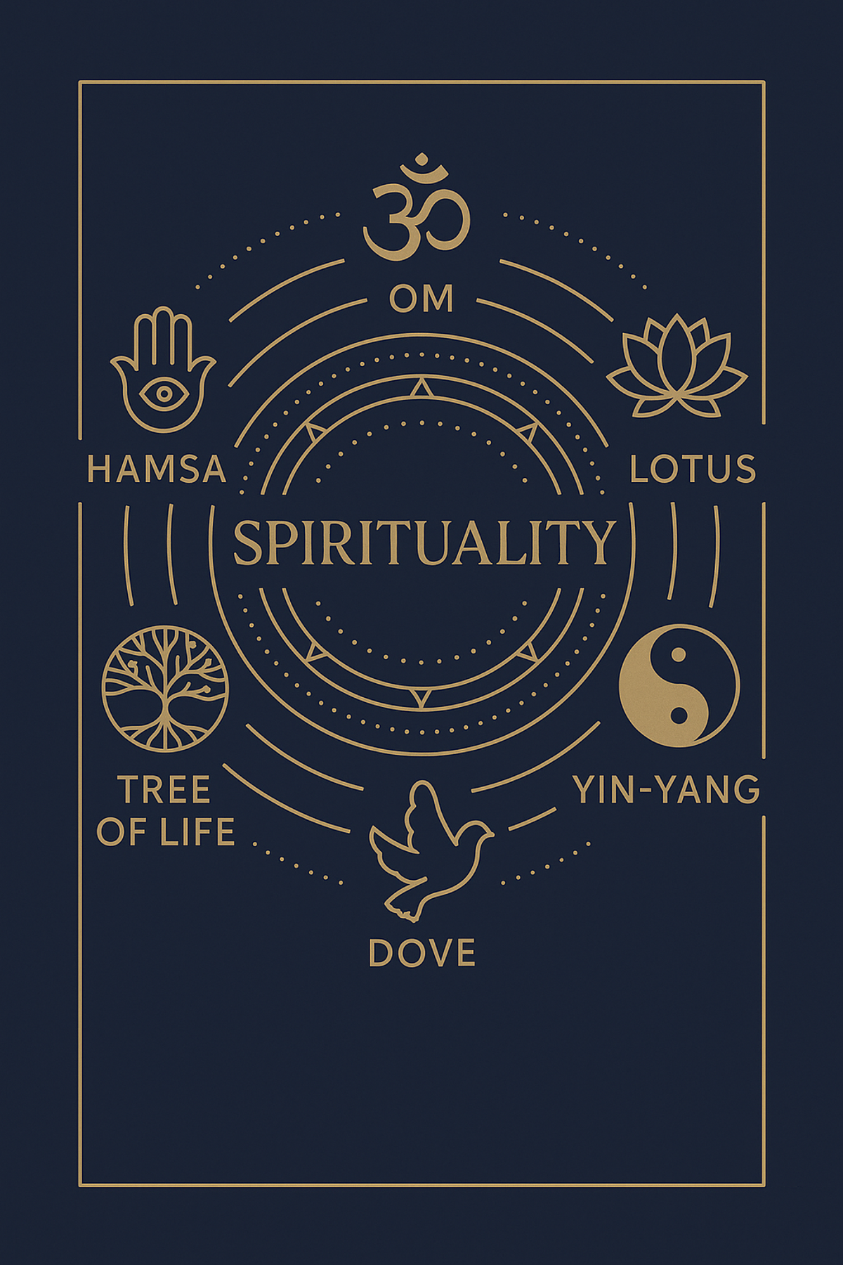Infographic summarizing six key symbols for inner peace at a glance