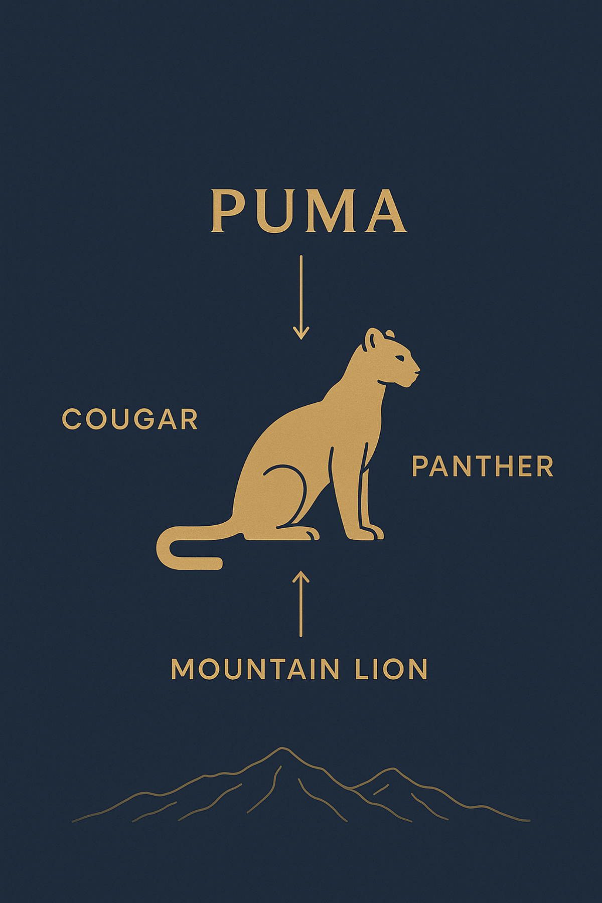 Infographic showing puma cougar mountain lion and panther are the same animal