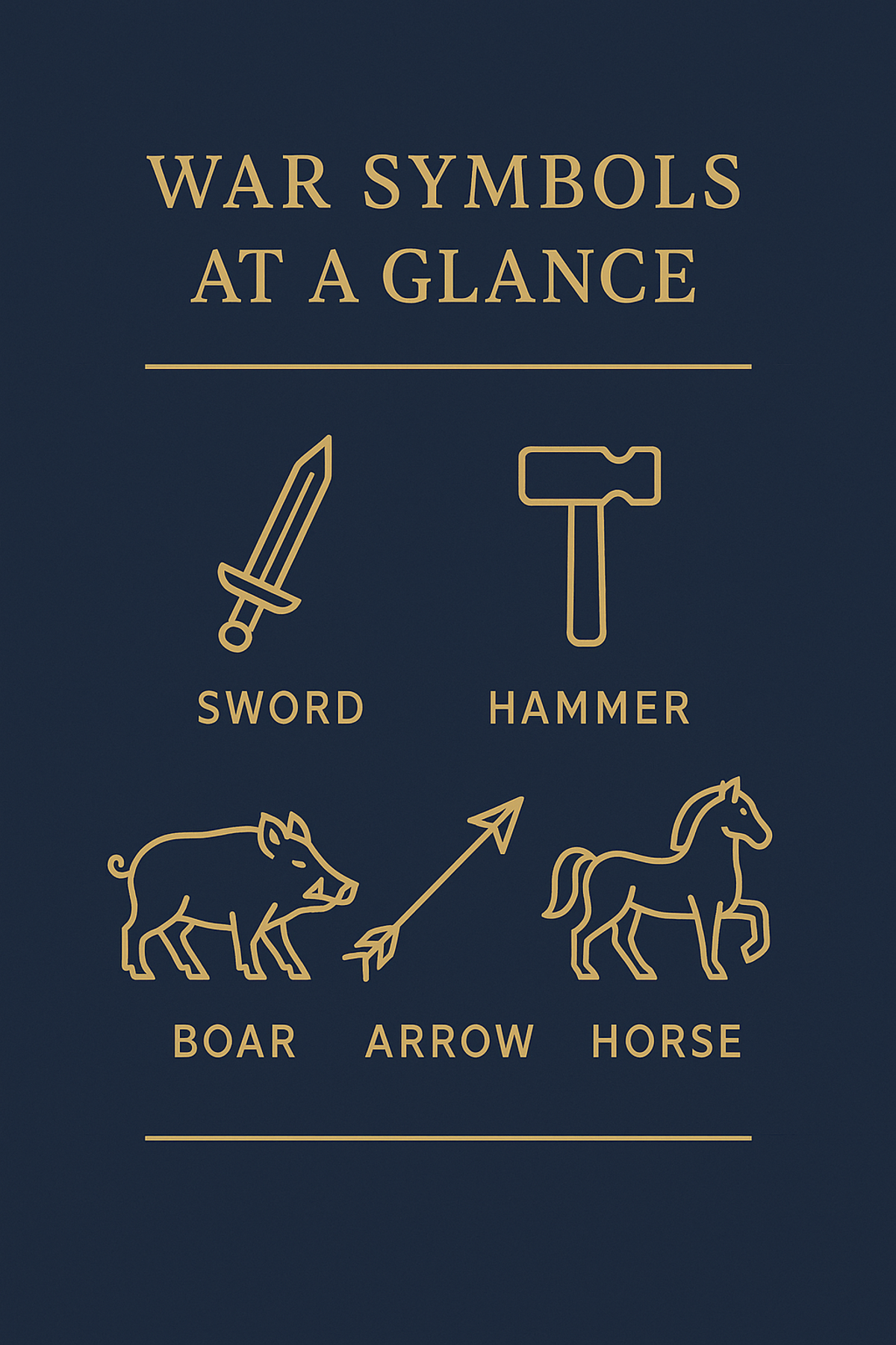 Infographic summarizing five key war symbols at a glance