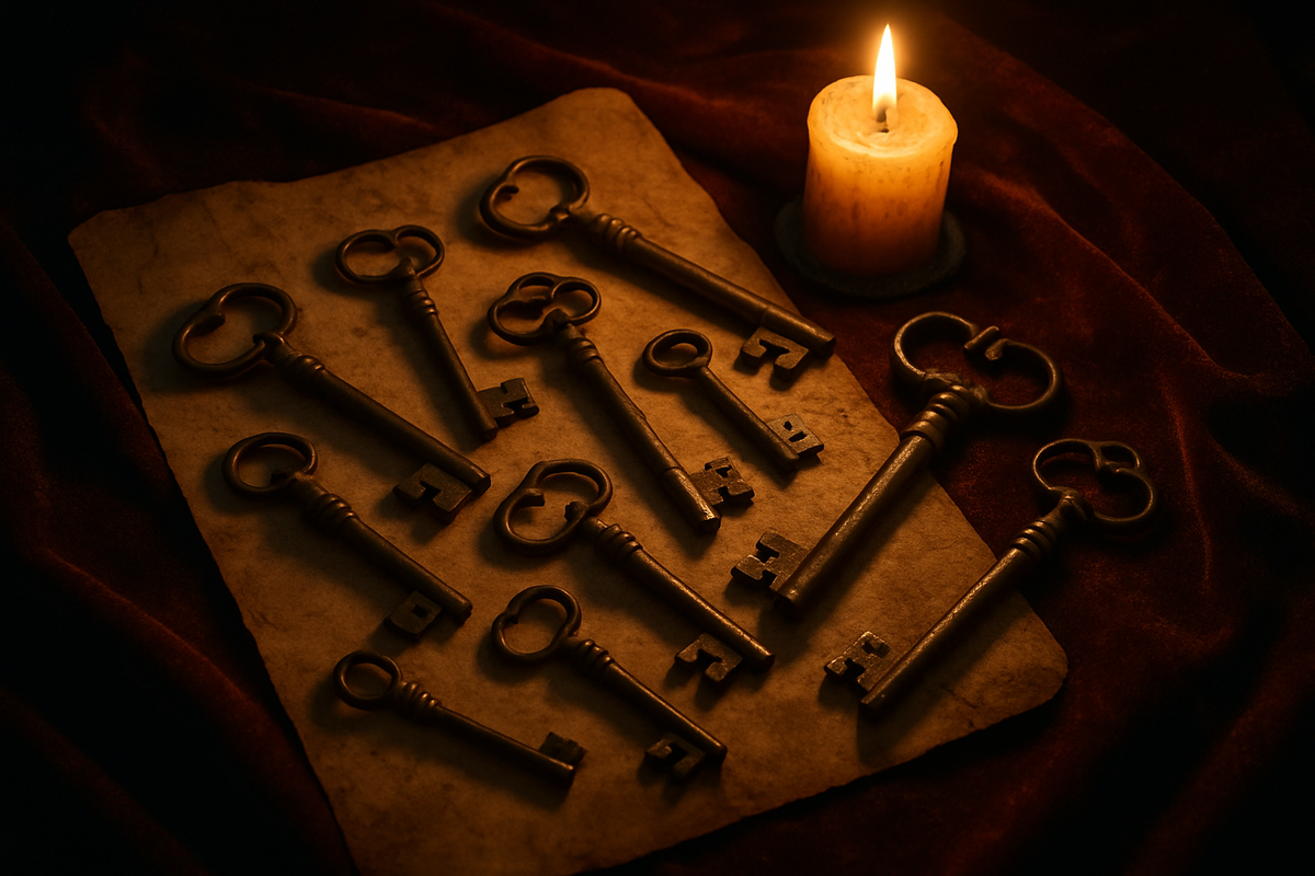 Collection of antique ornate keys symbolizing secrets and opportunity