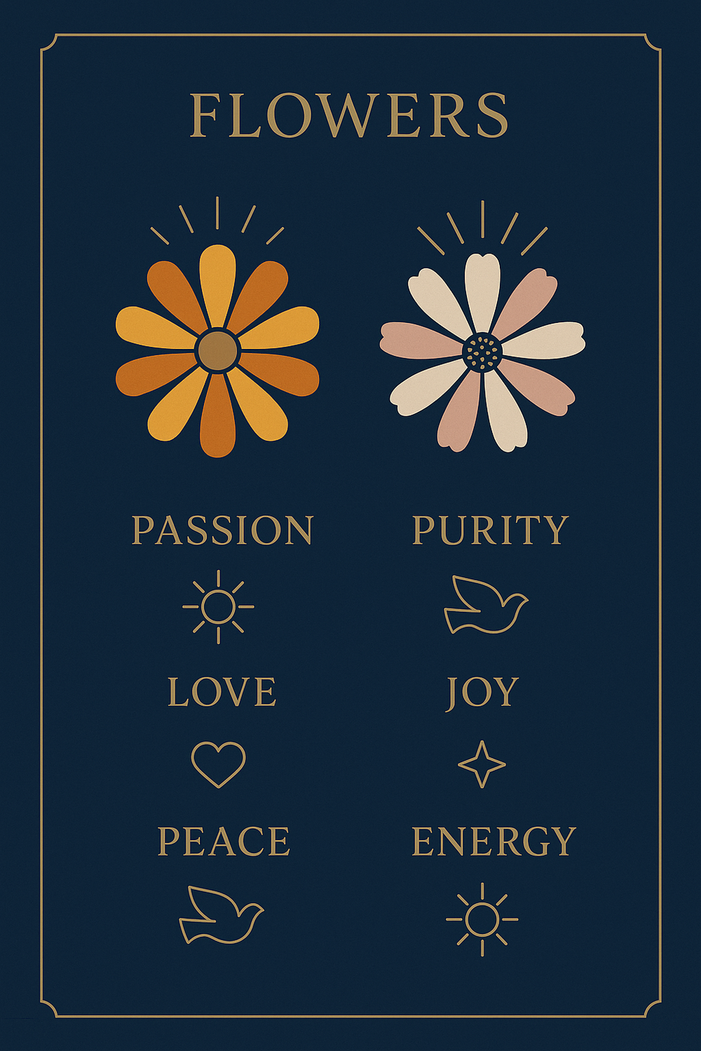 Marigold and Cosmos color meanings infographic