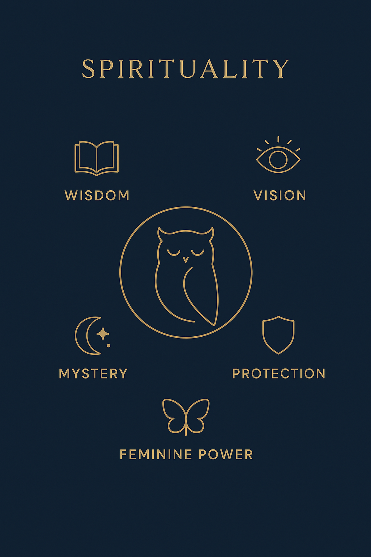infographic of seven core owl symbolism meanings at a glance