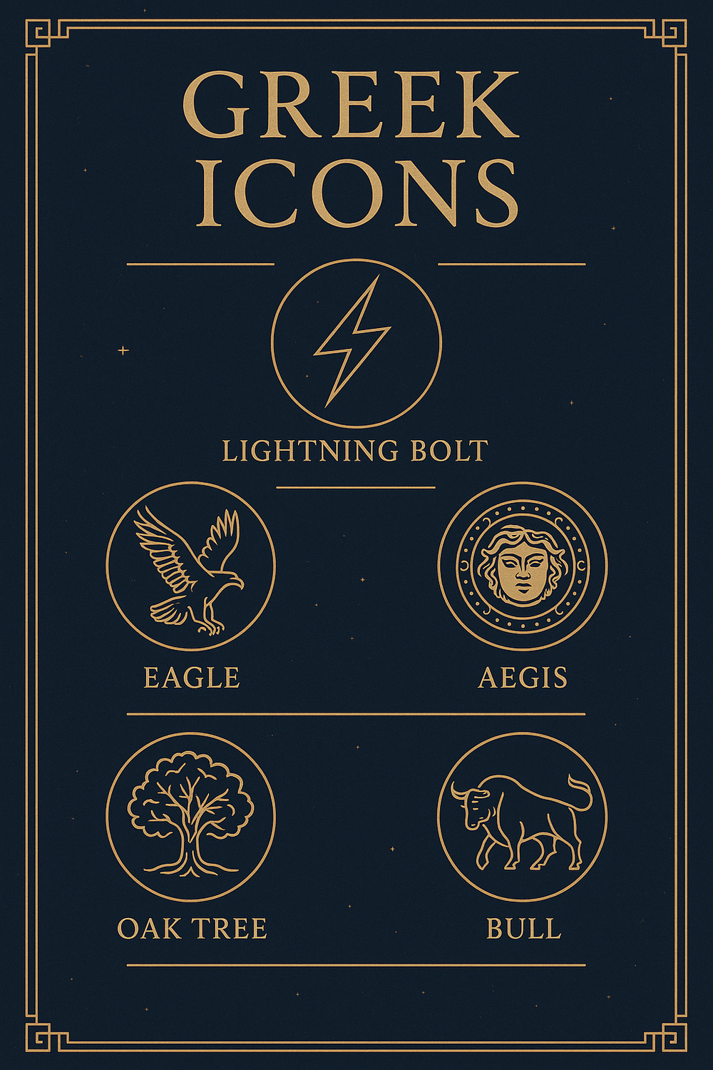 Infographic of Zeus's five sacred symbols