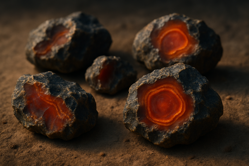 Raw carnelian mineral formation