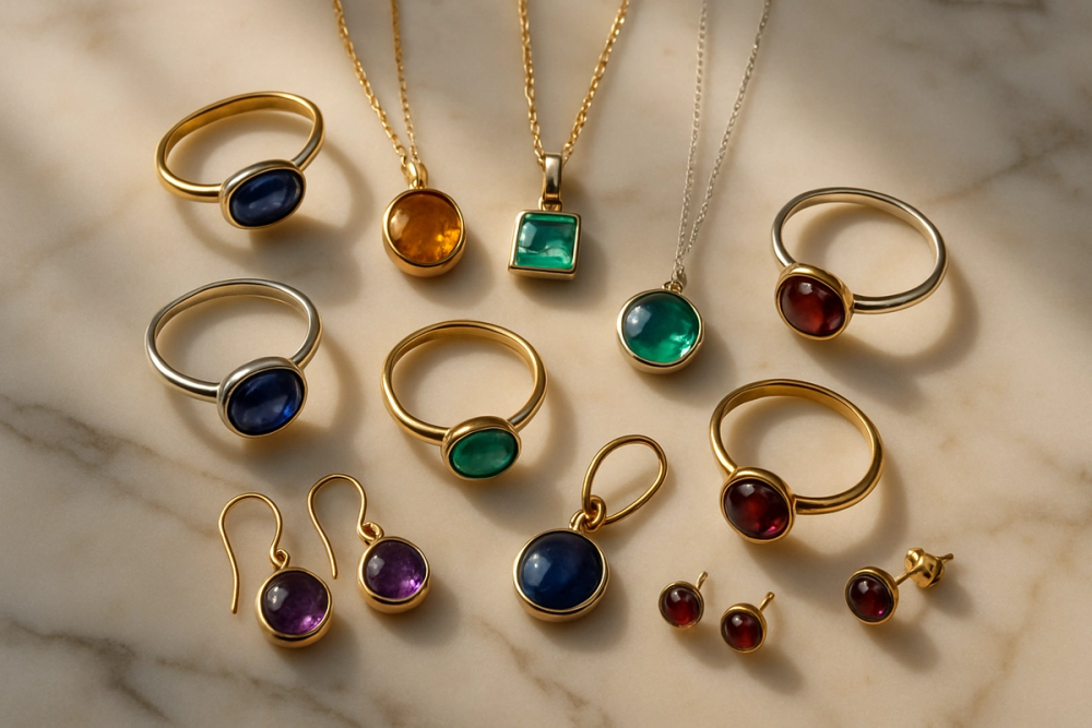 Modern birthstone jewelry collection
