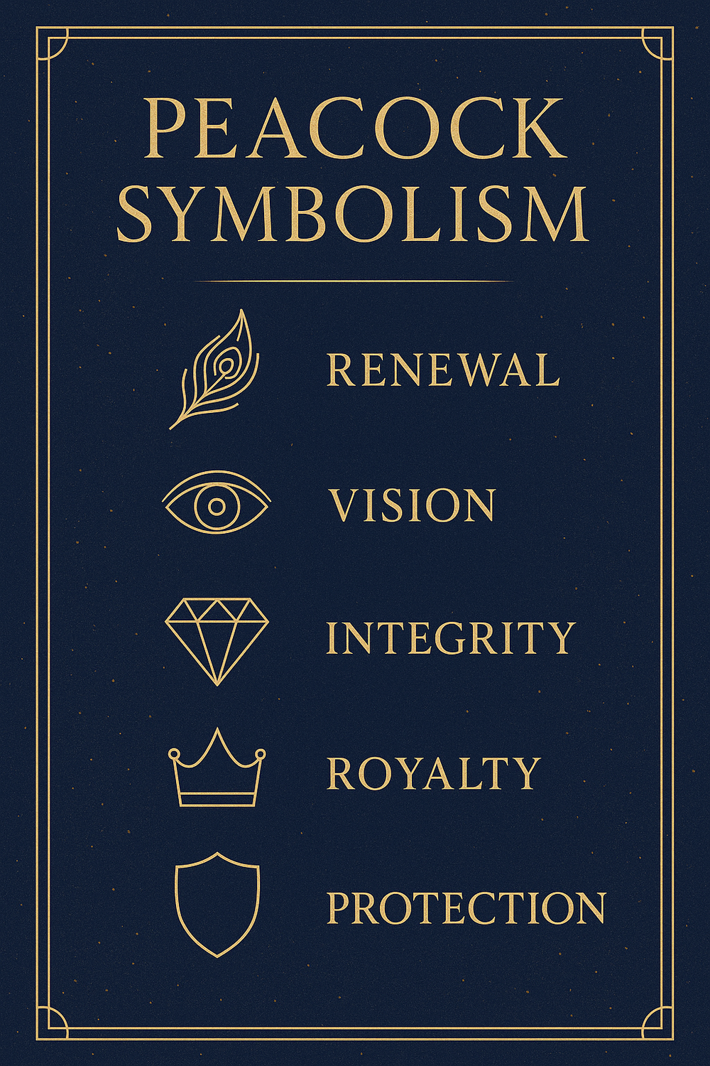 Infographic illustrating the core symbolic themes of the peacock