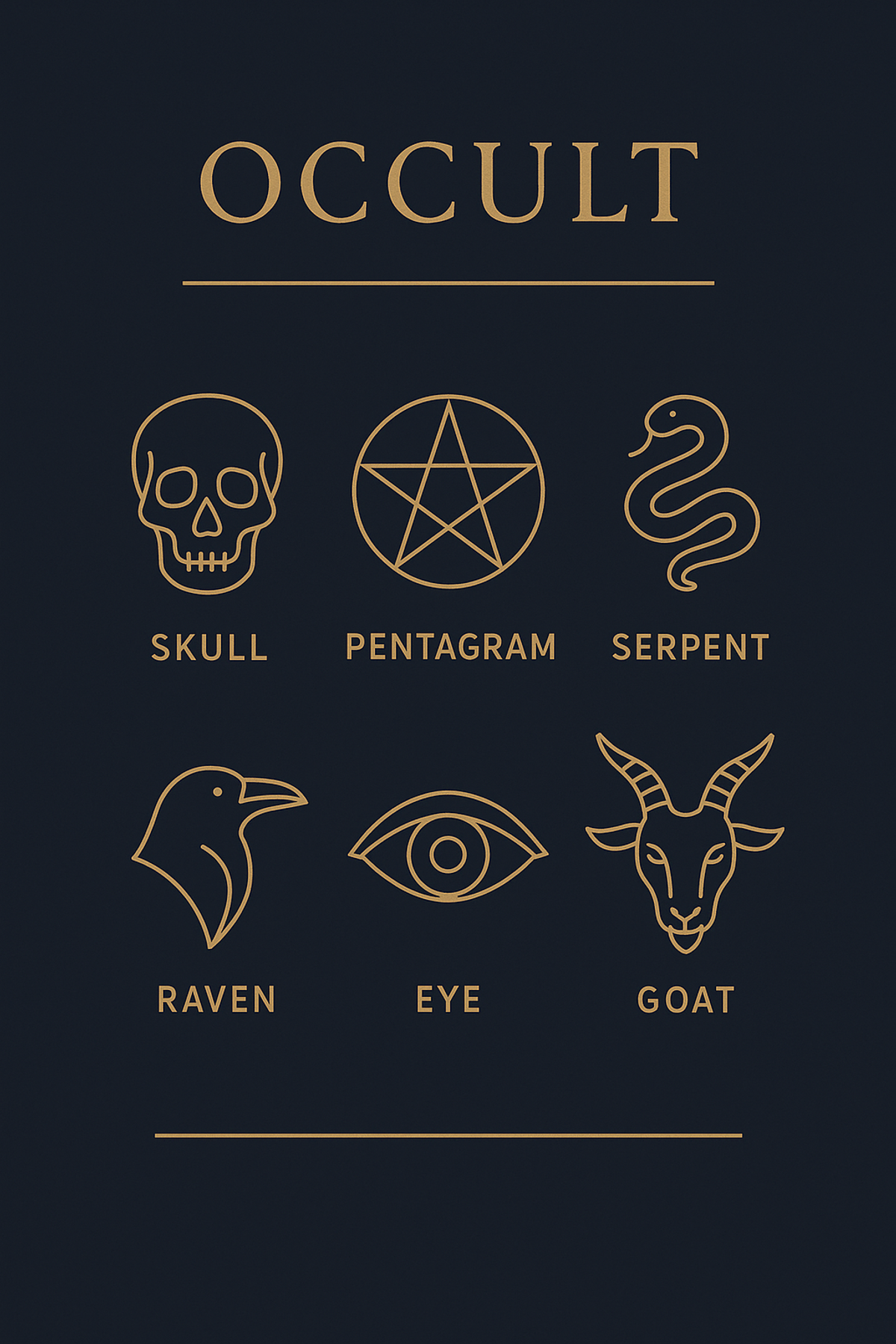 Infographic showing six common symbols of evil at a glance