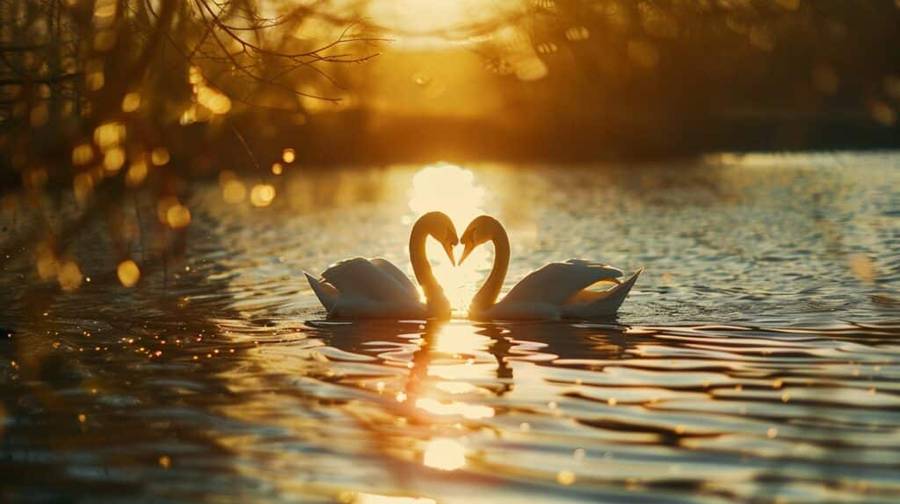 swan-heart-sunset-romance