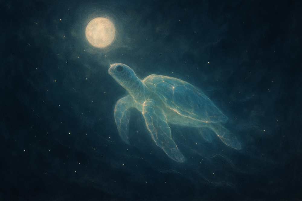 Dreamlike glowing sea turtle symbolizing dream meaning and subconscious guidance