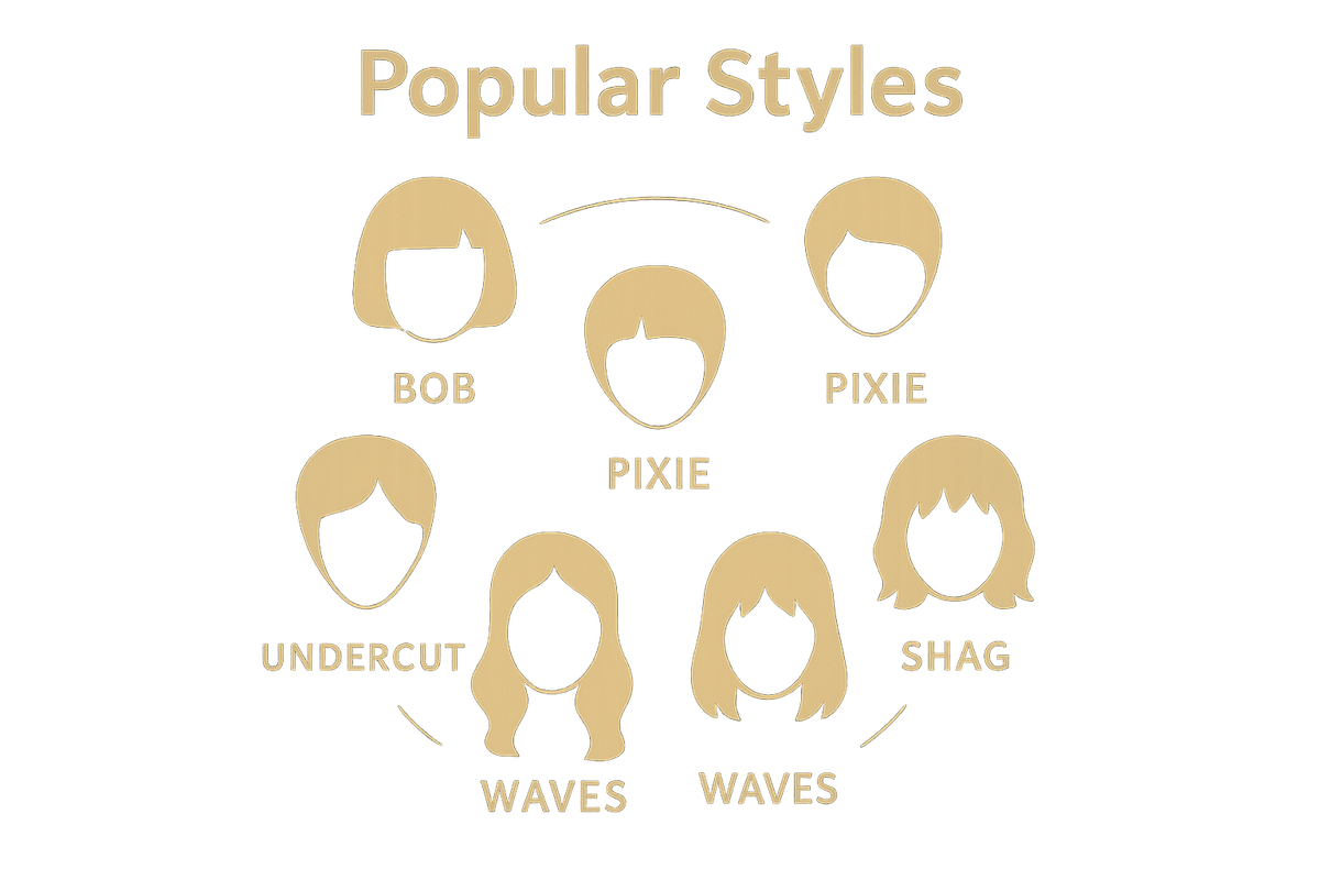 Infographic showing 6 popular women's hairstyles at a glance