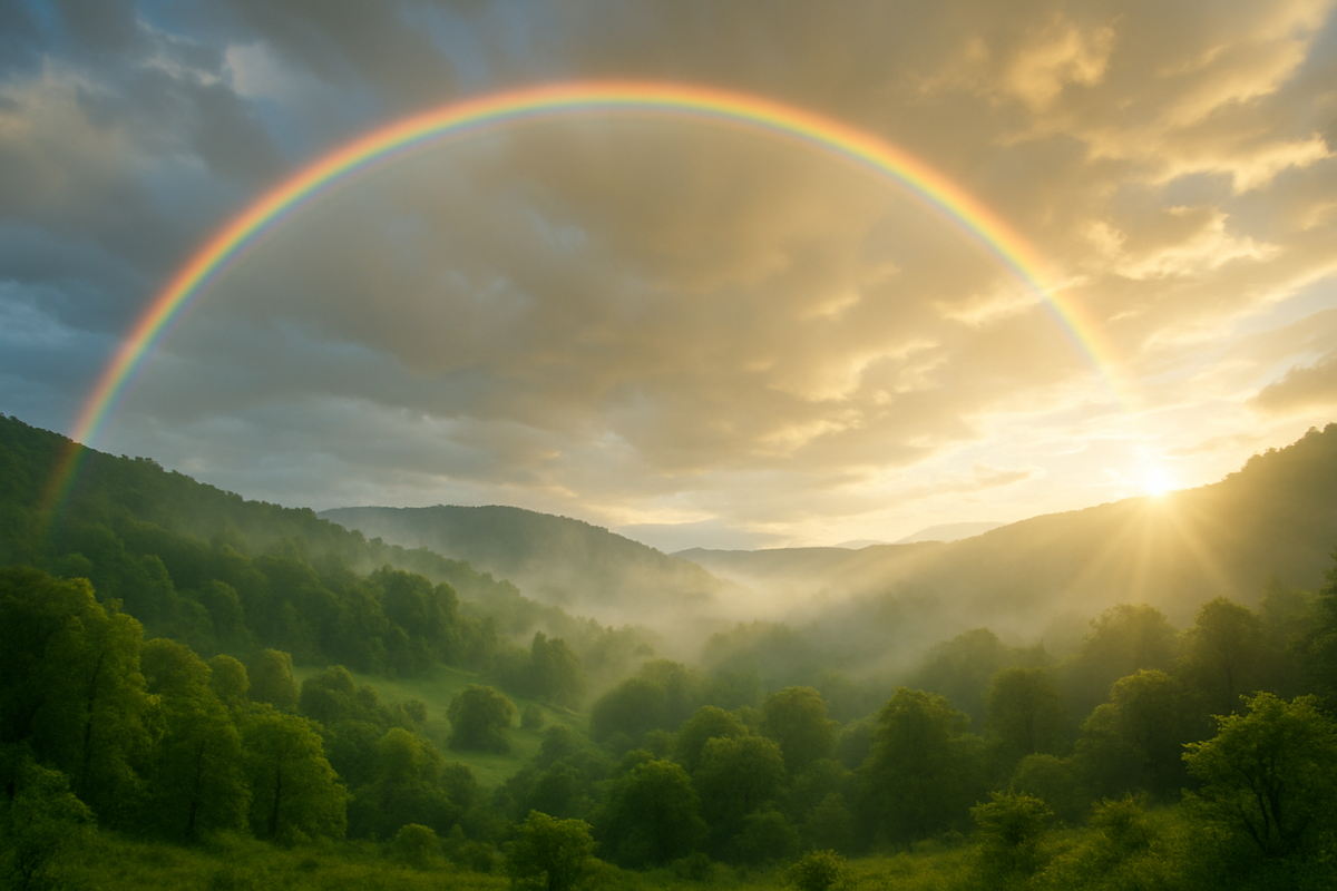 Rainbow symbolizing hope and new beginnings after a storm