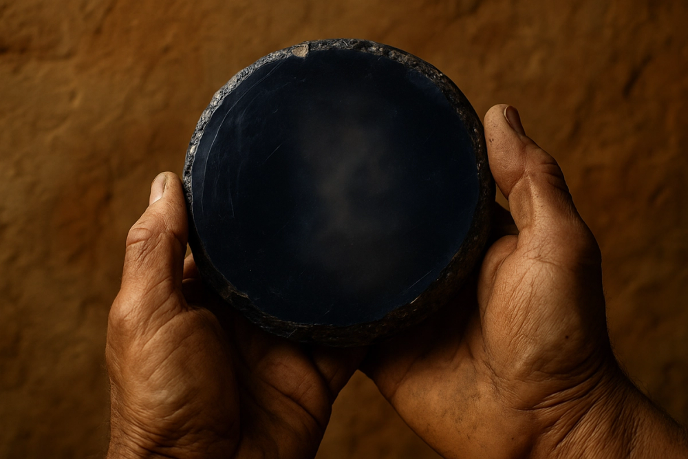 Polished obsidian mirror disc from Neolithic Çatalhöyük