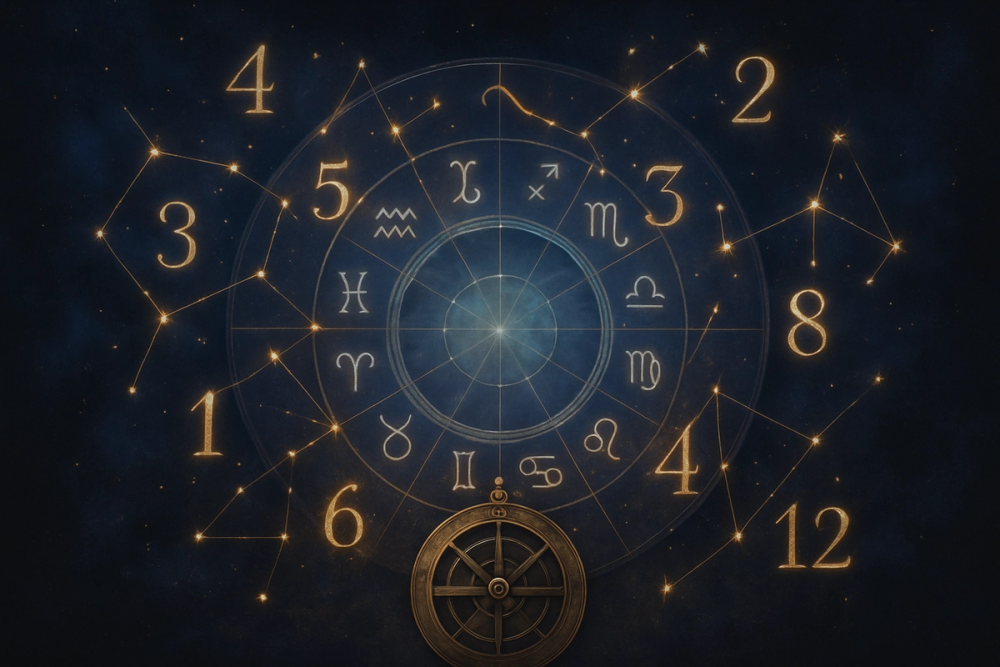 Numerology and astrology cosmic connection illustration