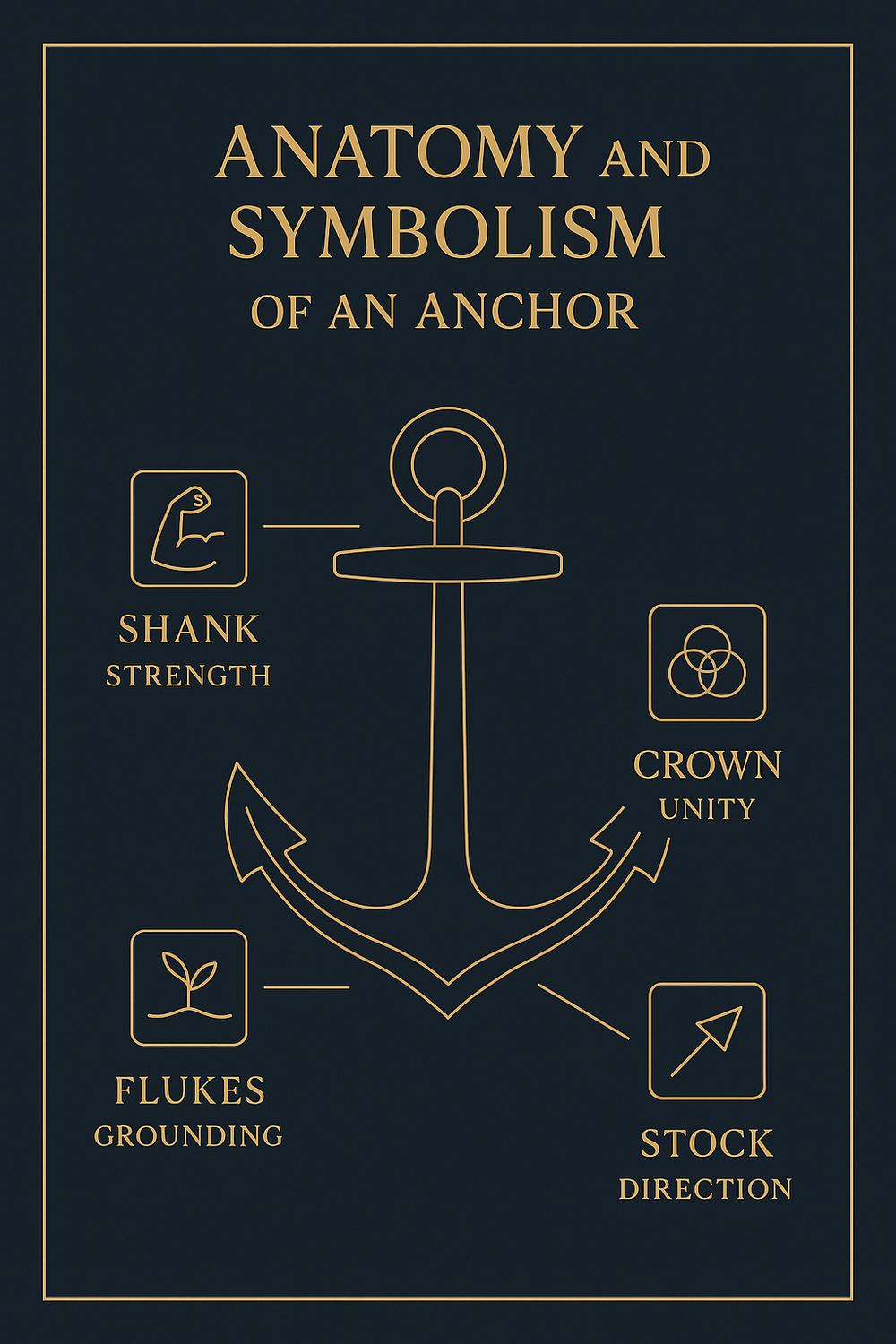 Infographic showing the parts of an anchor and their symbolic meanings