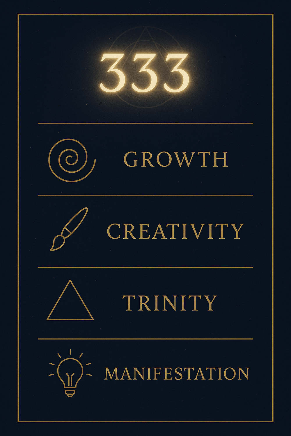 Infographic showing the five core meanings of angel number 333