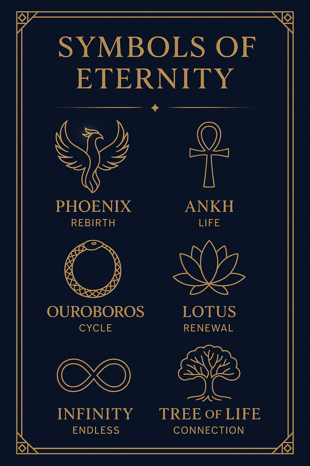Infographic of key symbols of eternity and immortality