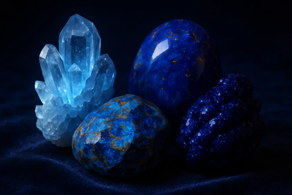 Collection of blue crystals symbolizing truth and integrity