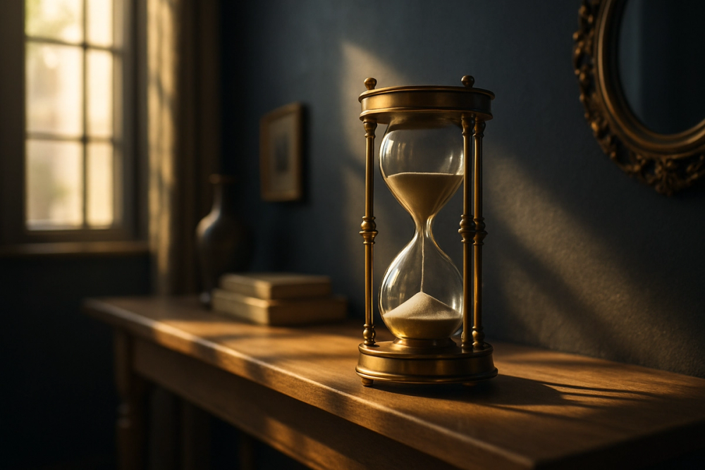 Elegant hourglass displayed as a decorative accent in a minimalist modern interior