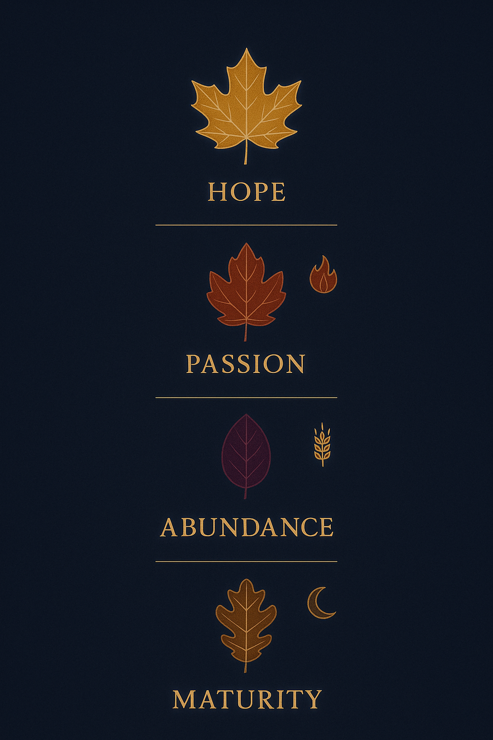 Infographic of autumn leaf colors and their symbolic meanings