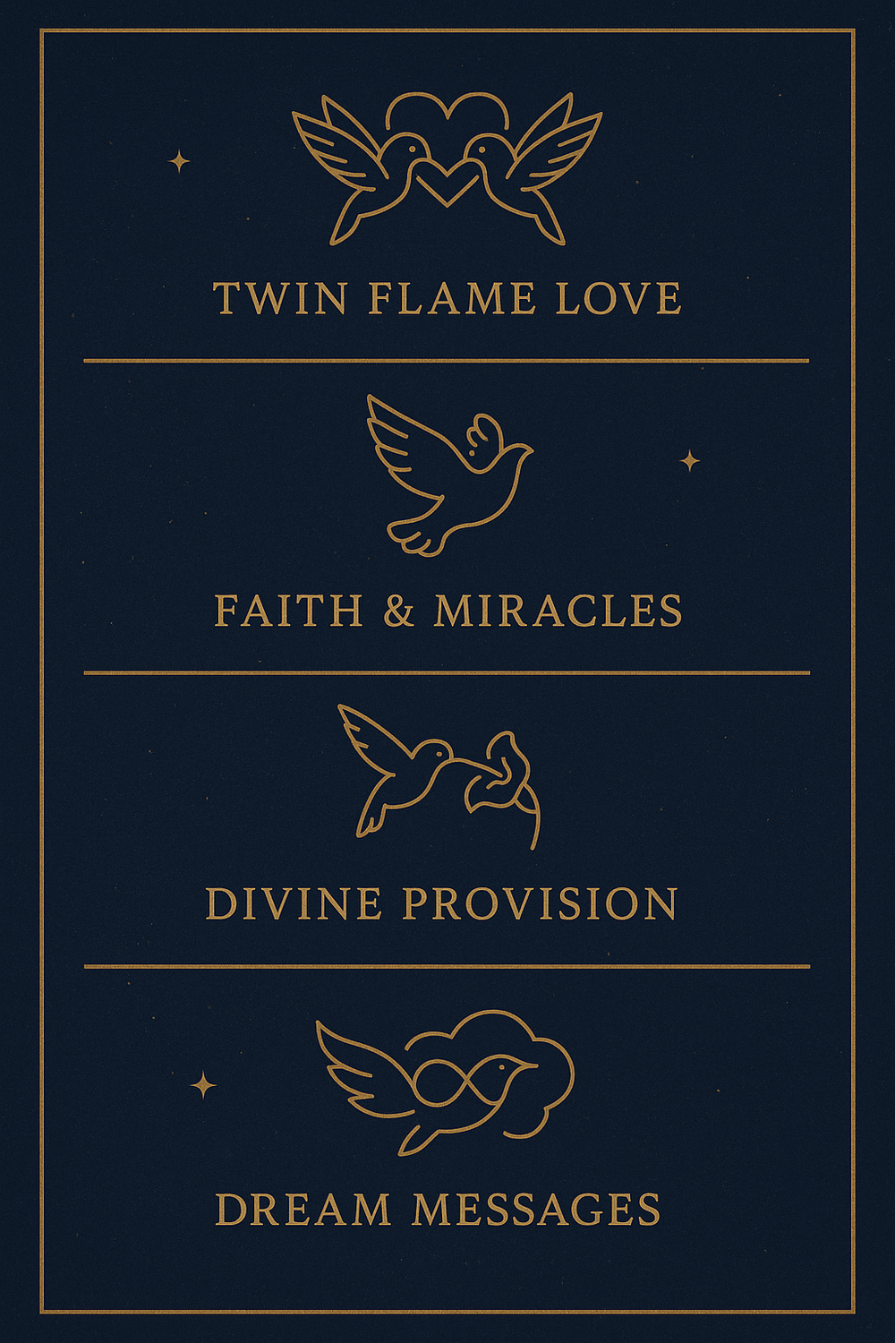 Infographic of hummingbird spiritual meanings including twin flame love, faith, provision, eternal life, and dreams