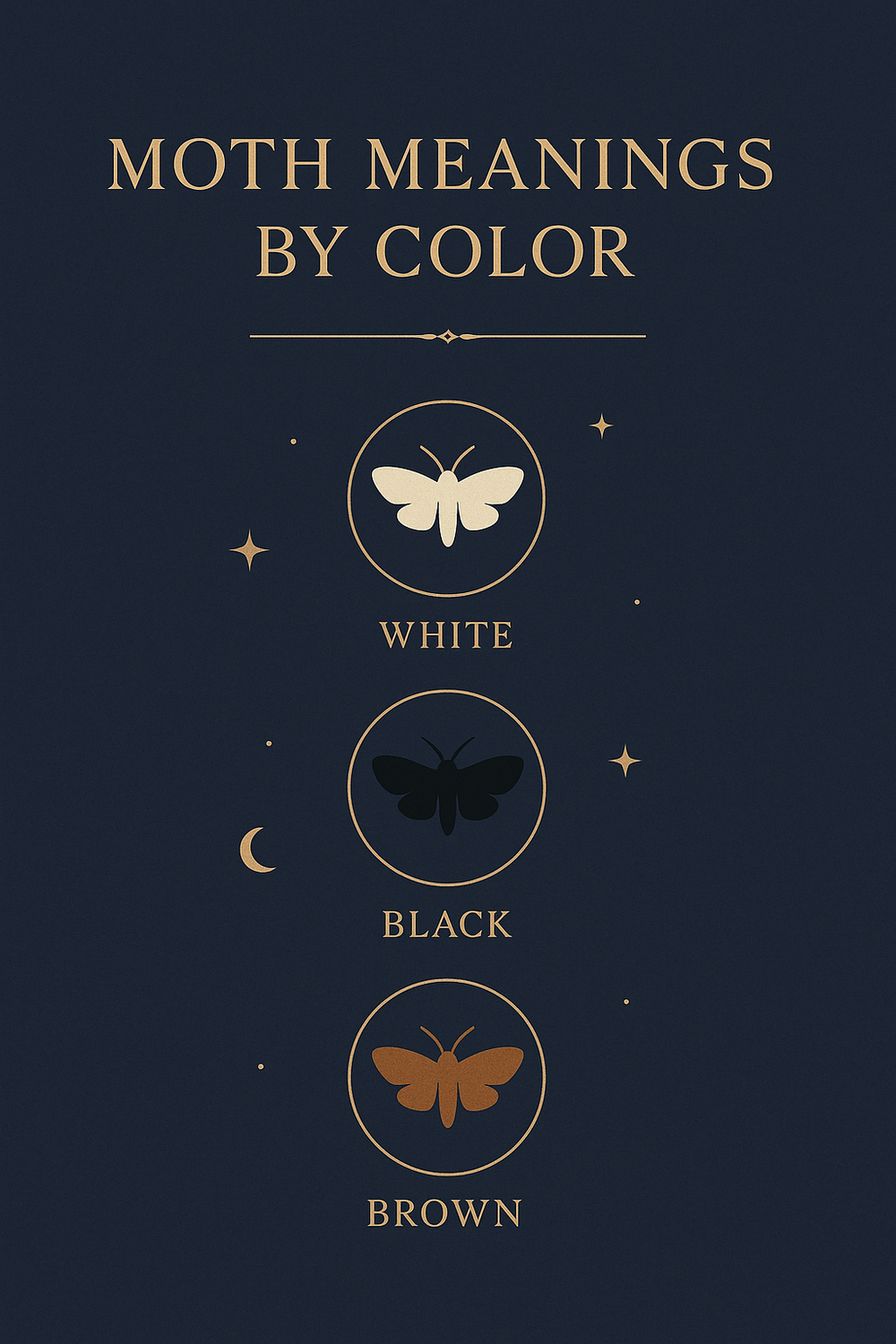 Infographic showing spiritual meanings of different moth colors and types