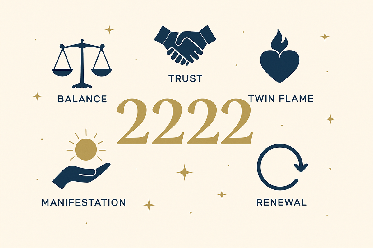 Angel number 2222 meanings at a glance infographic