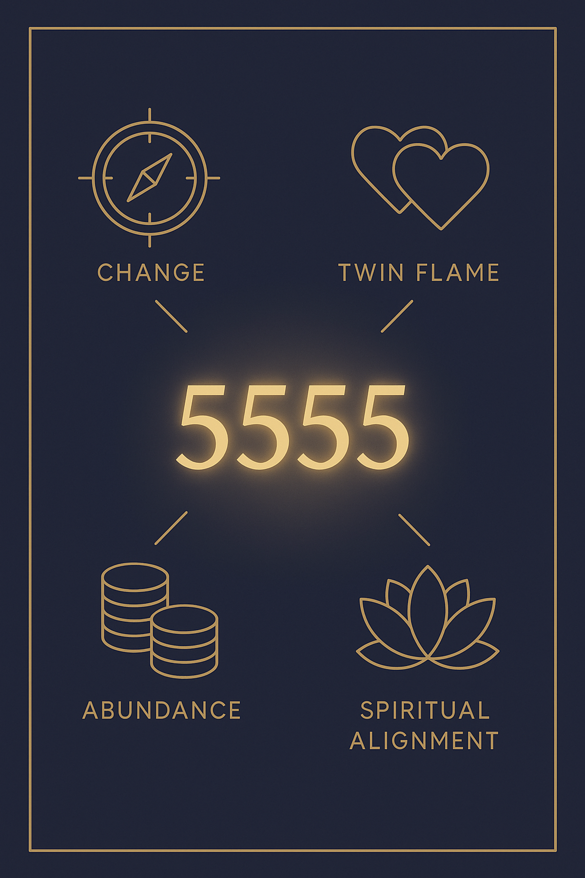 Infographic showing the five core meanings of angel number 5555 at a glance