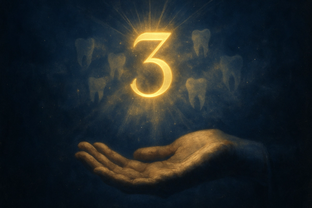 Glowing numbers symbolizing angel-number meanings tied to teeth-falling-out dreams