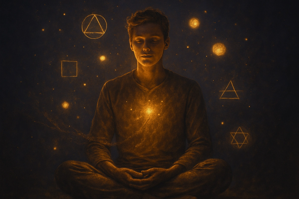 Person meditating and manifesting intentions under angel number 2222 energy